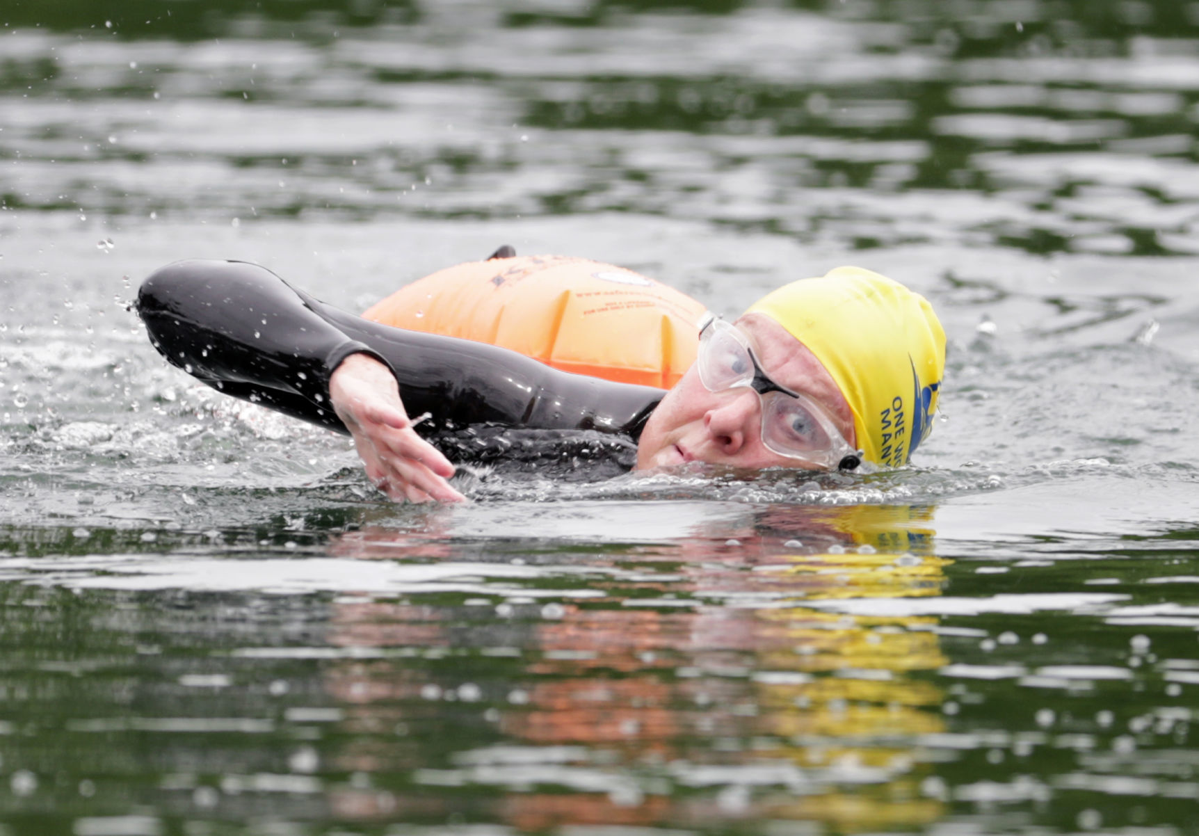 Mary swimming toward camera